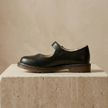 FJØRNA Nina vintage leather Mary Jane shoes for women with strap and comfortable sole, classic brown leather footwear.