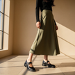 FJØRNA Nina vintage leather Mary Jane shoes for women, brown classic leather with strap and comfortable sole.