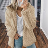 Hilde | Women's Hooded Open-Front Teddy Fleece Jacket with Pockets