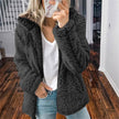 Hilde | Women's Hooded Open-Front Teddy Fleece Jacket with Pockets