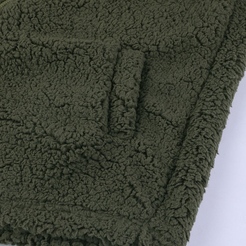 Hilde | Women's Hooded Open-Front Teddy Fleece Jacket with Pockets