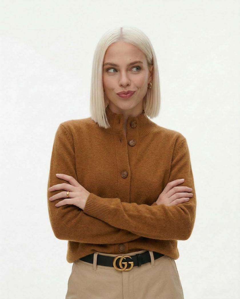 Ebba | Women's Knit Collared Button-Up Cardigan