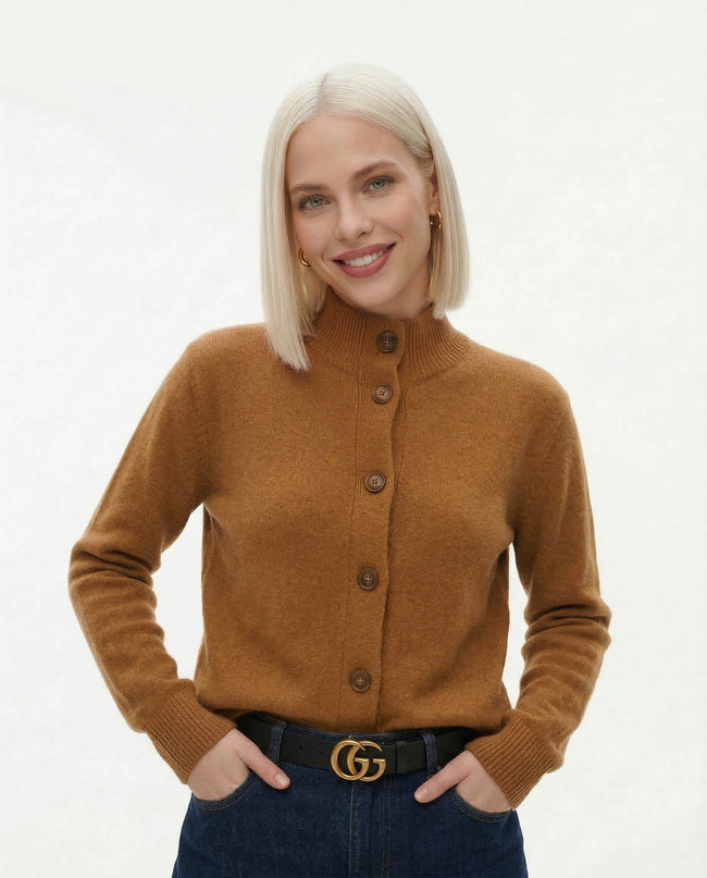 Ebba | Women's Collared Button-Front Knit Cardigan