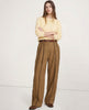 FJØRNA linen wide-leg women's trousers with elastic waistband, showcasing soft, high-quality linen fabric and relaxed fit.
