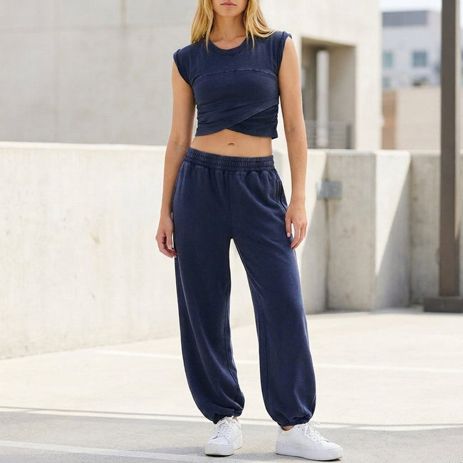 FJØRNA women's summer two-piece wrap co-ord set featuring a stylish top and matching skirt, perfect for warm-weather wear.