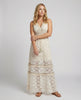 FJØRNA women's elegant floral maxi dress with V-neck and sleeveless design, full-body front view, perfect for summer occasions.