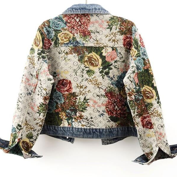 Denim Jacket Women Button Front Collared Long Sleeve