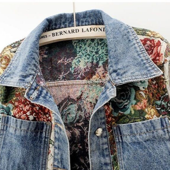 Denim Jacket Women Button Front Collared Long Sleeve