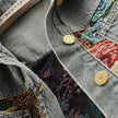 Denim Jacket Women Button Front Collared Long Sleeve