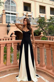 FJØRNA Griselda color block maxi slip dress in white, featuring a stylish, flowing design and a sleeveless silhouette.