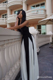 FJØRNA Griselda color block maxi slip dress in white, featuring a flowing silhouette and stylish design, shown on a model.