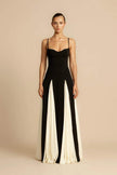 FJØRNA Griselda color block maxi slip dress in white, featuring a sleek, flowing design and elegant maxi length.