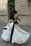 FJØRNA Griselda color block maxi slip dress in white, featuring a flowing maxi length and stylish design.