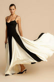 FJØRNA Griselda color block maxi slip dress in white, featuring a flowing silhouette and elegant design.