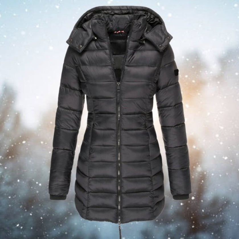 Gwenienne | Women's Longline Quilted Hooded Winter Puffer Coat