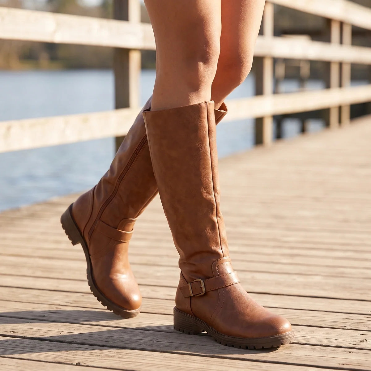 Orthopedic Knee-High Boots Wide Toe Box with Arch Support and Lug Sole for Women | Helene