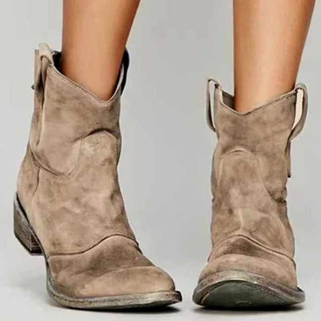 Hester | Women's Distressed Block-Heel Suede Western Booties
