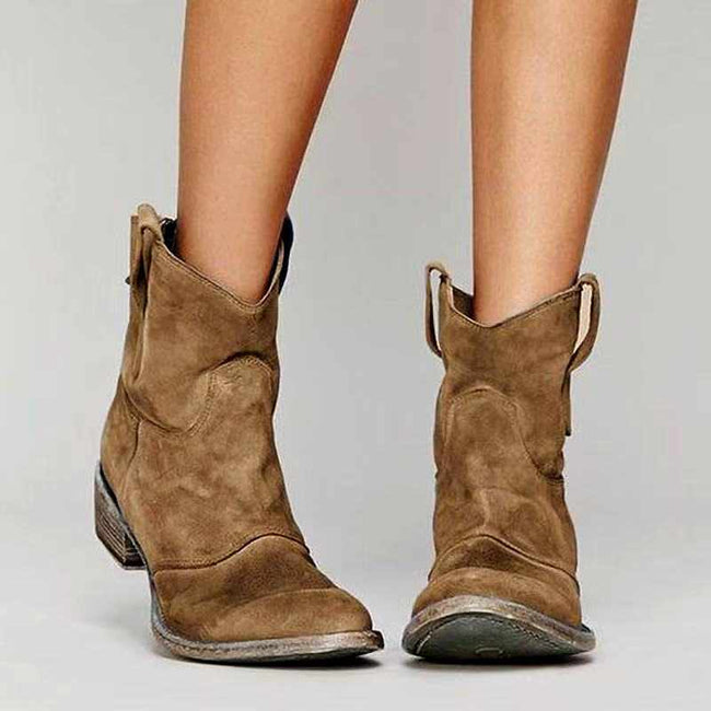 Hester | Women's Distressed Block-Heel Suede Western Booties