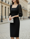 FJØRNA collared button-front belted pleated midi dress, sleeveless summer business dress with a fitted waist and flowing skirt.