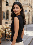 Knit Sweater Vest Women V-Neck Button Front Sleeveless