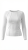 Ribbed Top Women Slim Fit Crew Neck Contrast Piping Long Sleeve