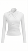T-Shirt Women Draped Collar Pleated Waist Short Sleeve
