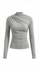 Fitted Top Women Long Sleeve Ruched Slim Fit Round Neck