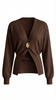 Knit Cardigan Women Gold Button Round Neck Long Sleeve