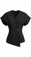 Blouse Women V-Neck Button Front Long Sleeve Woven