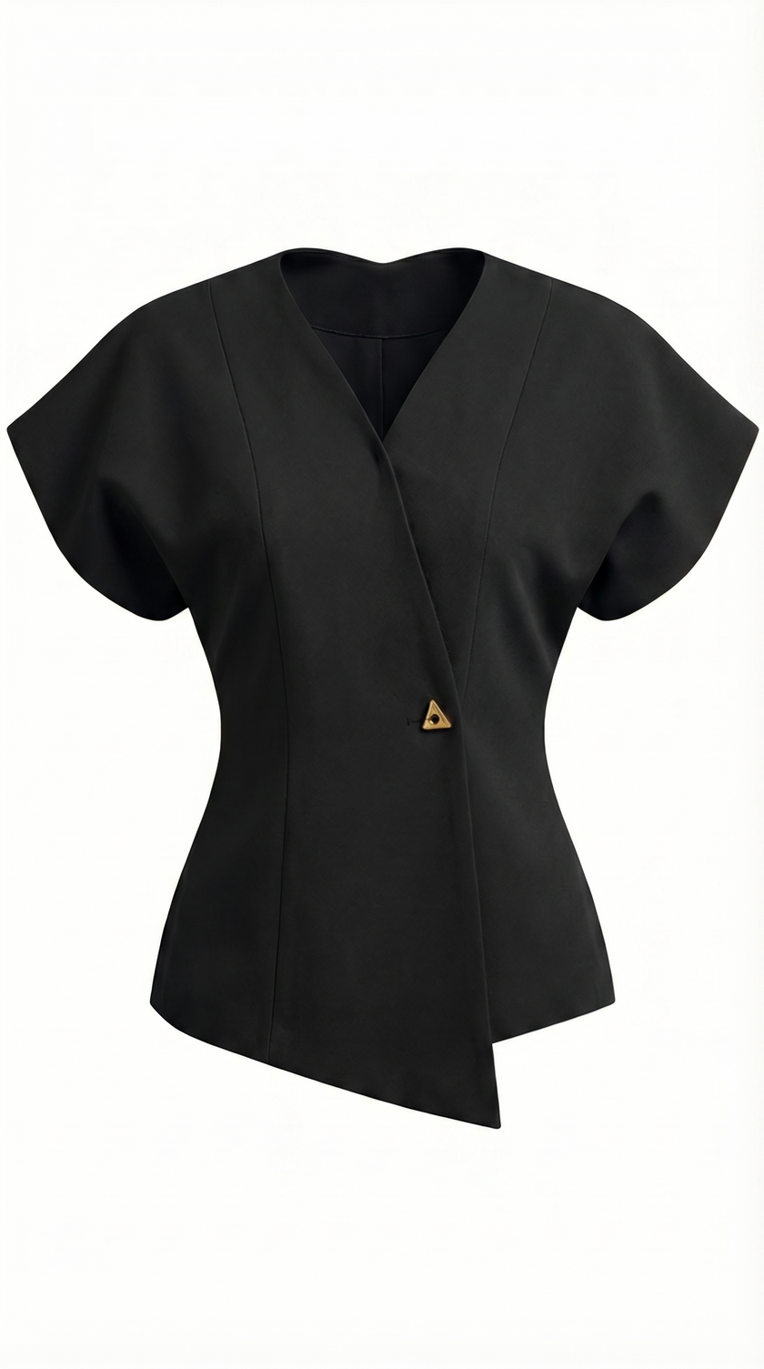 Blouse Women V-Neck Button Front Long Sleeve Woven