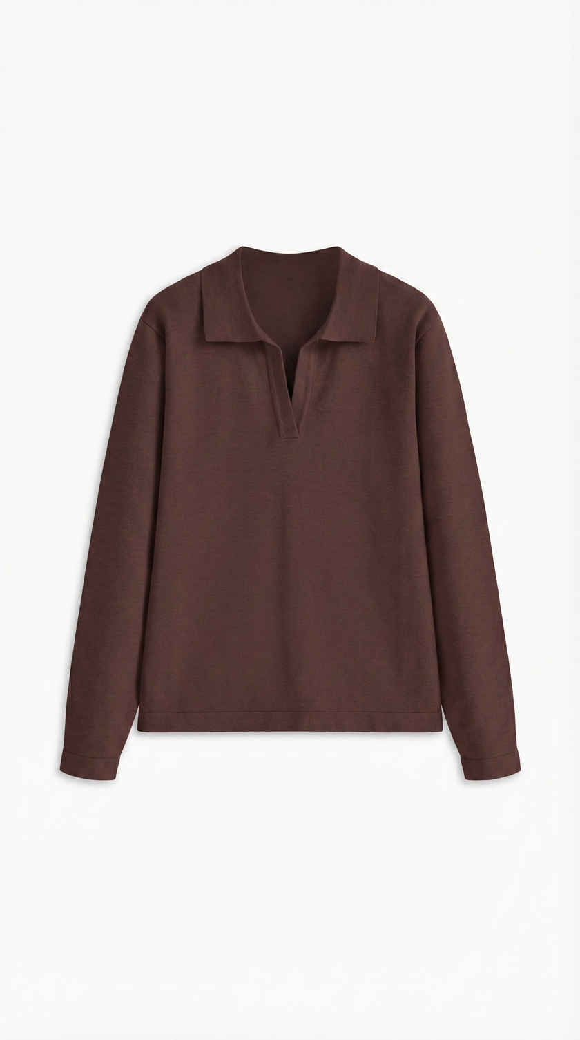 Knit Sweater Women Collared Relaxed Fit Long Sleeve