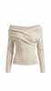 Knit Top Women Off-Shoulder Wrap Front Long Sleeve