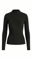 Wool Blend Knit Top Women Ribbed Mock Neck Long Sleeve