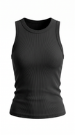 Ribbed Tank Top Women Crew Neck Cropped Slim Fit