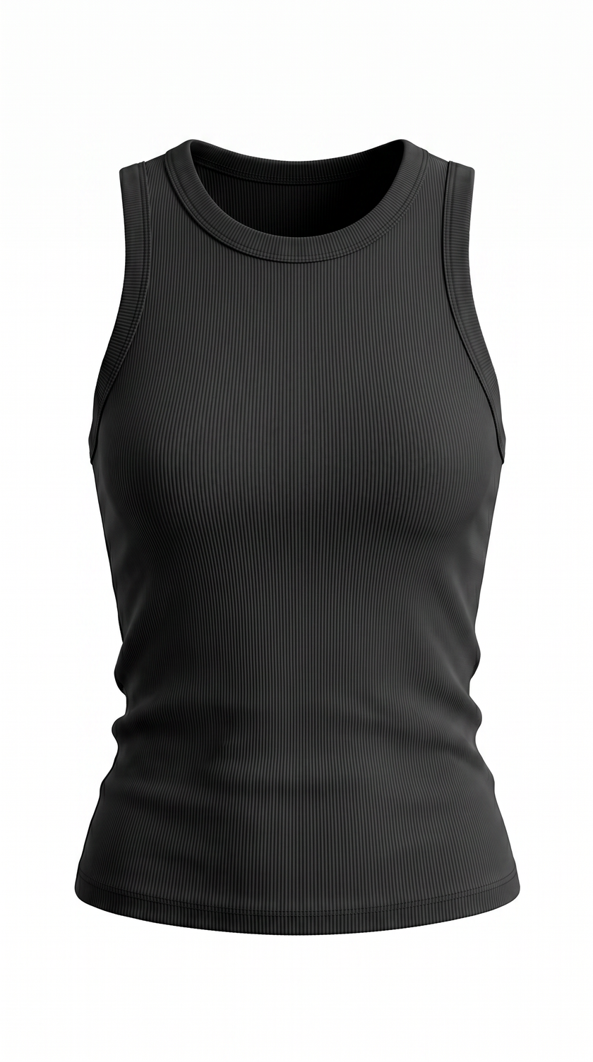 Ribbed Tank Top Women Crew Neck Cropped Slim Fit