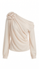 Chiffon Blouse Women One-Shoulder Asymmetric Semi-Sheer Evening