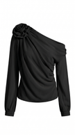 Chiffon Blouse Women One-Shoulder Asymmetric Semi-Sheer Evening