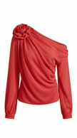 Chiffon Blouse Women One-Shoulder Asymmetric Semi-Sheer Evening