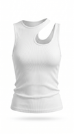 Ribbed Knit Tank Top Women Cutout Semi-Sheer Slim Fit