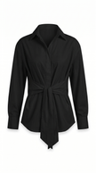 Longline Shirt Women Semi-Sheer Tie Front Relaxed Fit