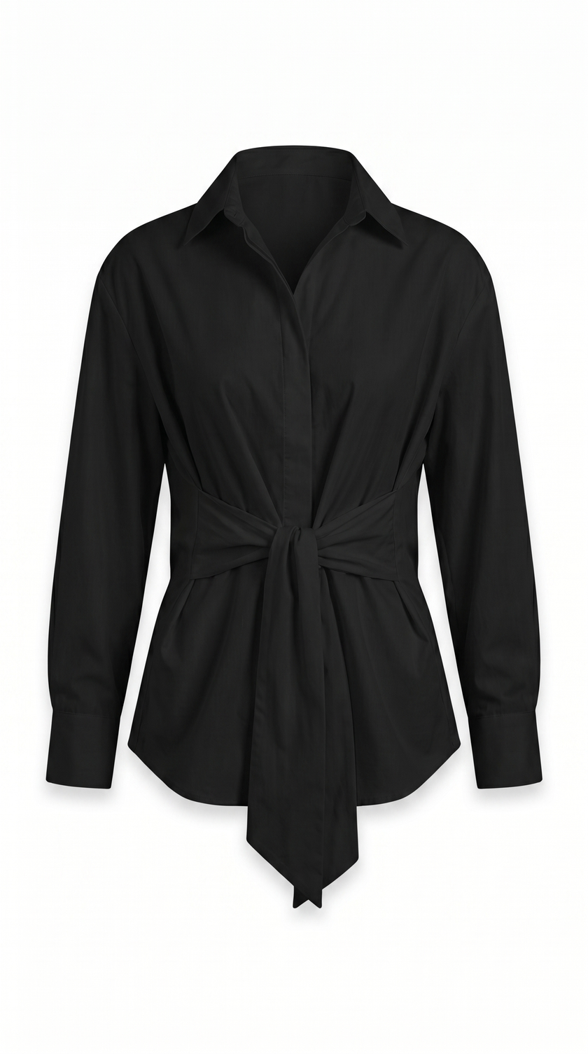 Longline Shirt Women Semi-Sheer Tie Front Relaxed Fit