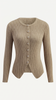 Knit Cardigan Women V-Neck Button Front Side Slit