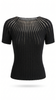 Knit Top Women Short Sleeve Semi-Sheer Crew Neck