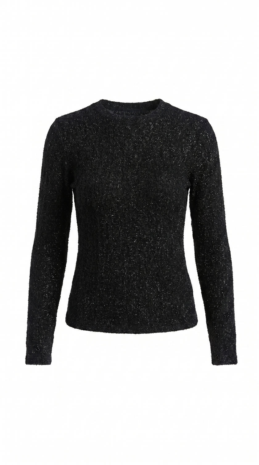 Open Knit Sweater Women Floral Crew Neck Long Sleeve