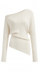 Wool Blend Knit Sweater Women Asymmetric Neck Long Sleeve