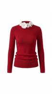Knit Top Women Long Sleeve Fitted Crew Neck Stretch