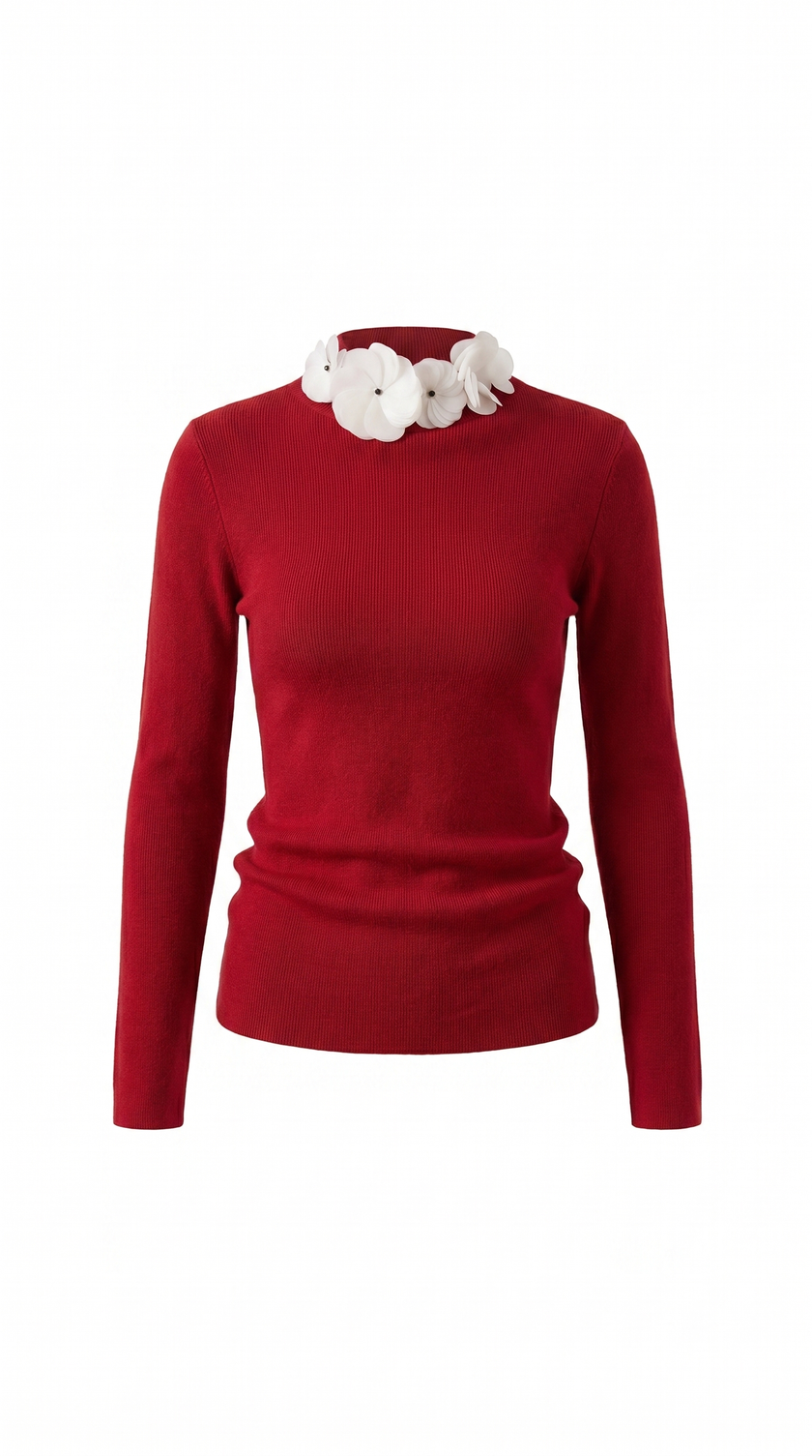 Knit Top Women Long Sleeve Fitted Crew Neck Stretch