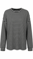Cotton Button-Up Shirt Women Striped Long Sleeve