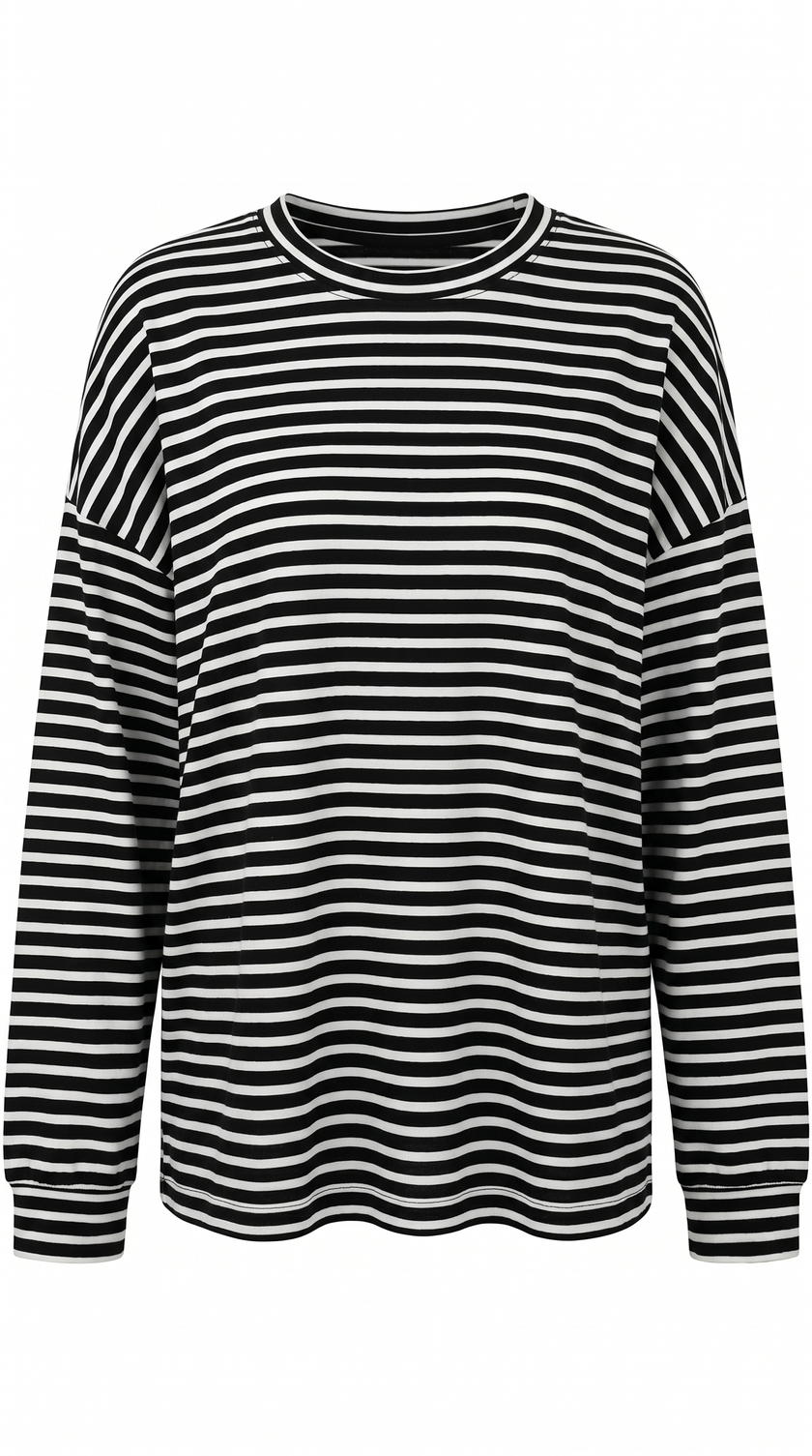 Cotton Button-Up Shirt Women Striped Long Sleeve