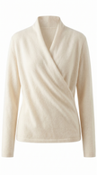 Wool Knit Sweater Women Cross-Bust Round Neck Long Sleeve